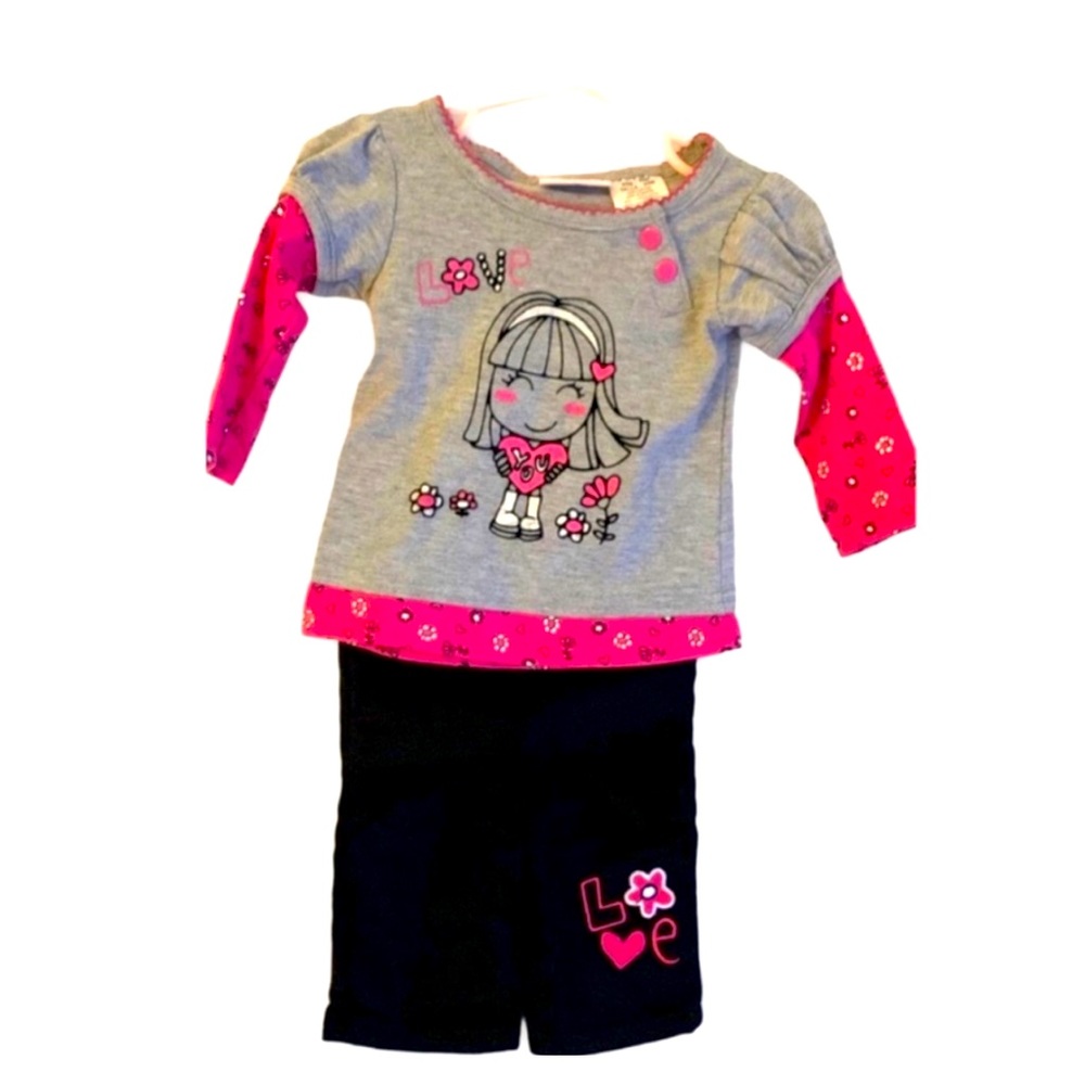 Girls 2pc Shirt Pant Set Size 3-6 months